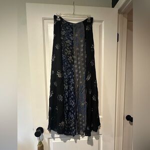 Anthropologie Black and Blue Maxi Skirt